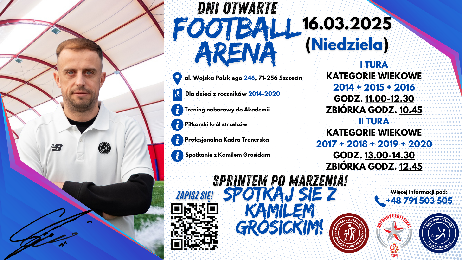 Dni Otwarte w Football Arena! Trening naborowy do Akademii! Spotkaj się z Kamilem Grosickim!